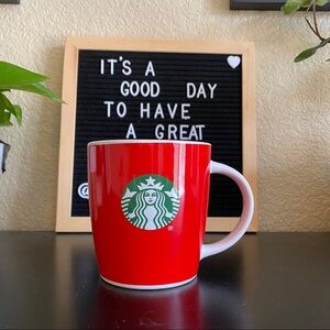 Red and green Starbucks coffee mug 12 oz